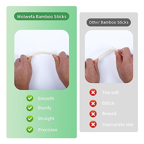 Dowel Rods, 30PCS Bamboo Sticks, Wooden Dowel Rods - Wolwefa 1/4 x 15.7 Inch Unfinished Bamboo Sticks for Crafts and DIY Wolwefa