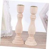 2pcs Glass Menorah Glass Candlestick Holder Unfinished Wooden Candlesticks Pillar Candle Dish Table Candlestick Small Candle Tray Bracket Candlestand EXCEART