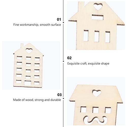 ABOOFAN Crafts Woodsy Decor Unfinished Wood Cutouts House Shaped Wooden Discs Slices Embellishments Party Decorations for Holiday Crafts DIY Projects ABOOFAN