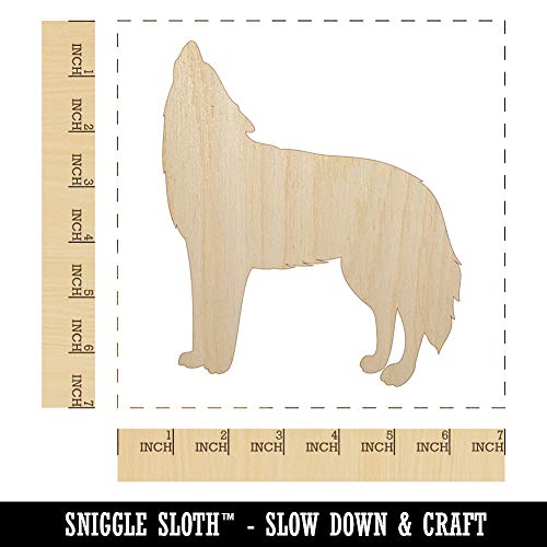 Howling Wolf Solid Unfinished Wood Shape Piece Cutout for DIY Craft Projects - 1/8 Inch Thick - 6.25 Inch Size Sniggle Sloth