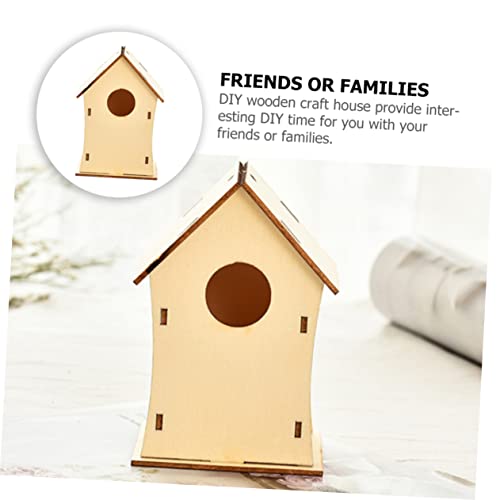 EXCEART 8 Pcs Christmas Wooden House Wood House Decor Birdhouse Kit Unfinished Wooden Bird Houses Christmas Tree Hanging Decoration Miniature Village EXCEART