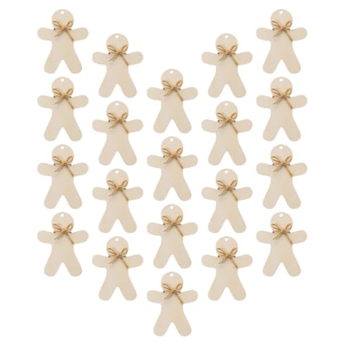 ABOOFAN 20 Sets Gingerbread Christmas Wooden Ornaments Unfinished Gingerbread Wooden Decorations Blank Gingerbread Man Shape Cutouts Embellishment ABOOFAN