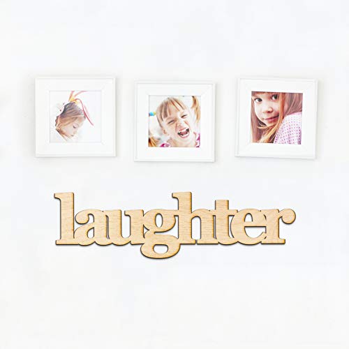 Laughter Wood Sign Home Decor Gallery Wall Art Unfinished GIA 18" x 5" Woodums