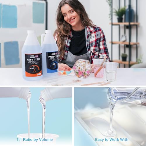 LET'S RESIN EPOXY RESIN Fast Cure Resin Epoxy for Jewelry,1 Gallon Quick Dry Resin-4 Hours Demold,Crystal Clear & Bubble Free Casting Resin for - WoodArtSupply