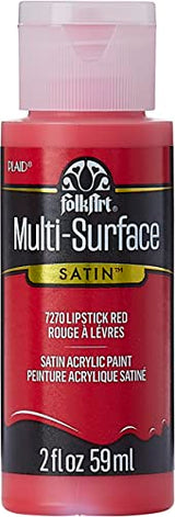 FolkArt Multi-Surface Satin Acrylic Paint, 2oz, Lipstick Red FolkArt