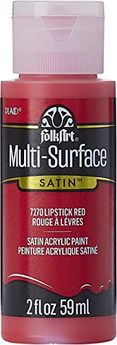 FolkArt Multi-Surface Satin Acrylic Paint, 2oz, Lipstick Red - WoodArtSupply