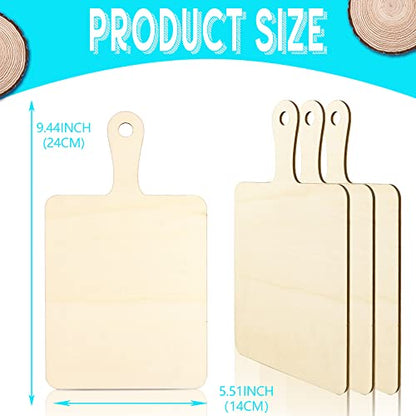 Vmiapxo 16 Pack Unfinished Wood Cutting Board Craft with Handle, Wooden Paddle Cheese Bread Board Set Chopping Board Serving Tray for Craft DIY - WoodArtSupply