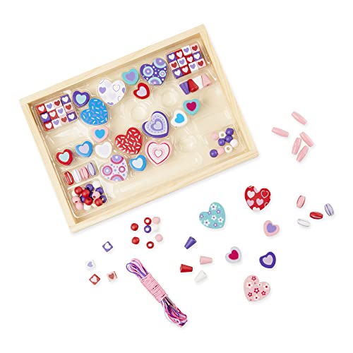 Melissa & Doug Created by Me! Heart Beads Wooden Bead Kit, 120+ Beads and 5 Cords for Jewelry-Making - WoodArtSupply