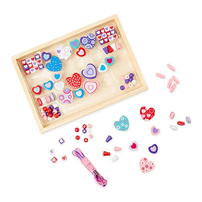 Melissa & Doug Created by Me! Heart Beads Wooden Bead Kit, 120+ Beads and 5 Cords for Jewelry-Making - WoodArtSupply