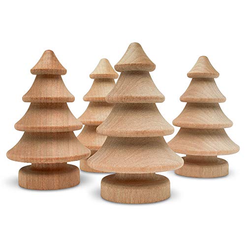 Mini Wooden Christmas Tree 2-3/4 inch, Pack of 10 Unfinished Wood Miniature Trees for Christmas Crafts, Peg People, Nature Table, and Small World - WoodArtSupply