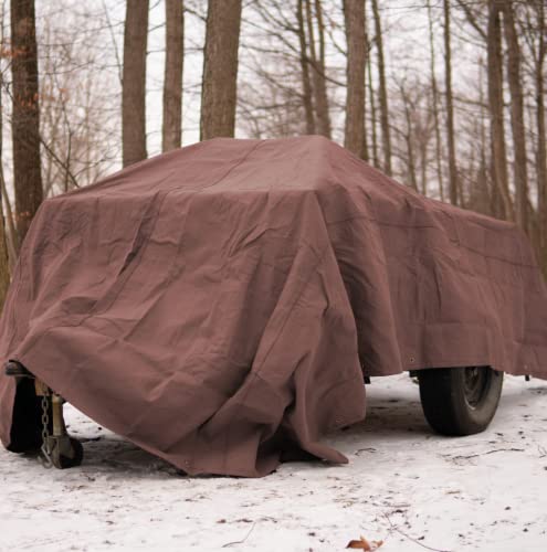 WHITEDUCK 12'x20' Canvas Tarp 18 oz/37 Mil Heavy Duty Waterproof UV Resistant, Rustproof Grommets, Industrial & Commercial Use Cloth Tarp (Finished WHITEDUCK