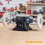POWERTEC BF800 Slow Speed and Long Shift Bench Buffer Polisher with Buffing Wheels, 8 Inch Buffing & Polishing Bench Grinder Machine for Metal, POWERTEC
