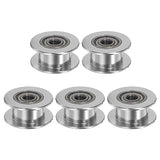 HARFINGTON 5pcs 2GT Idler Pulley 4mm Bore 18mm Dia. Aluminum Timing Belt Toothless for 6mm Width Belt 3D Printer CNC Machine Accessories, Silver Tone HARFINGTON