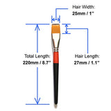 One Inch Flat Bright Paint Brush, Pack of 4, Premium Quality Synthetic Sable Hair for Acrylic Watercolor Oil Gouache Painting by Students, ONE HAPPY CHOICE