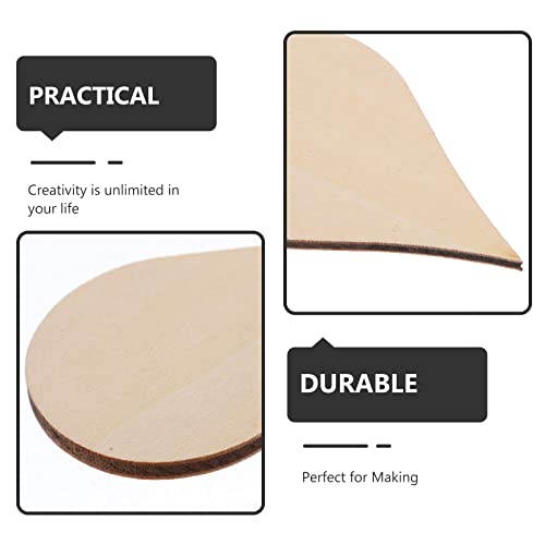 Amosfun Wooden Shape Cutouts Wood Water Drop Shape Discs Slices Wood Pieces Embellishment DIY Crafts Ornament Home Decorations Birthday Gift DIY 50mm Amosfun
