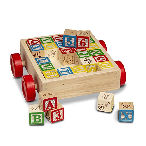 Melissa & Doug Classic ABC Wooden Block Cart Educational Toy With 30 1-Inch Solid ABC Wood Blocks For Toddlers Ages 2+ Melissa & Doug
