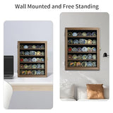DecoWoodo Military Challenge Coin Display Case with HD Glass Door- 5 Rows Medal Display Case Cabinet Rack Shadow Box with Removable 2 Grooves Shelves DecoWoodo