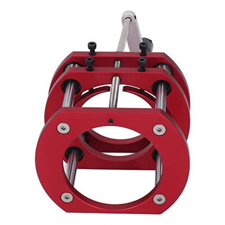 AMONIDA Router Lift, Red Aluminum Alloy Router Lift Base with Stainless Steel Support Rod, 4 Jaw Clamping, for Small Trimming Machines, Small Gong AMONIDA