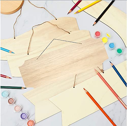 3Pack Blank Wood Sign for Craft Unfinished Hanging Wooden Board with Hole DIY Door Wall Decor Holiday Decoration Lamantery