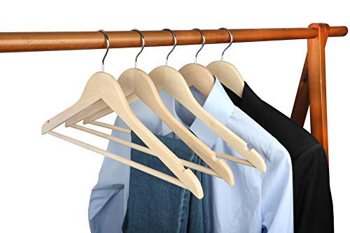 TOPIA HANGER Natural Unfinished Wooden Hangers with 360°Strong Swivel Hook and Smoothly Cut Shoulder Notches, 18-Pack Solid Wood Clothes Hangers for TOPIA HANGER