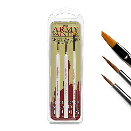 The Army Painter Most Wanted Brush Set - Miniature Small Paint Brush Set of 3 Acrylic Paint Brushes - Drybrush, Regiment Model Paint Brush & Fine The Army Painter