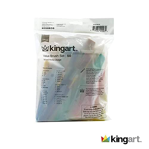 KINGART Mixed Media Value Brush Set - Set of 50,Assorted,231-50 KINGART