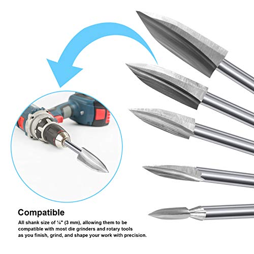 15 Pieces Wood Carving Engraving Drill Bit Woodworking Drill Bit DIY Wood Carving Tools Accessories for Rotary Tools Honoson