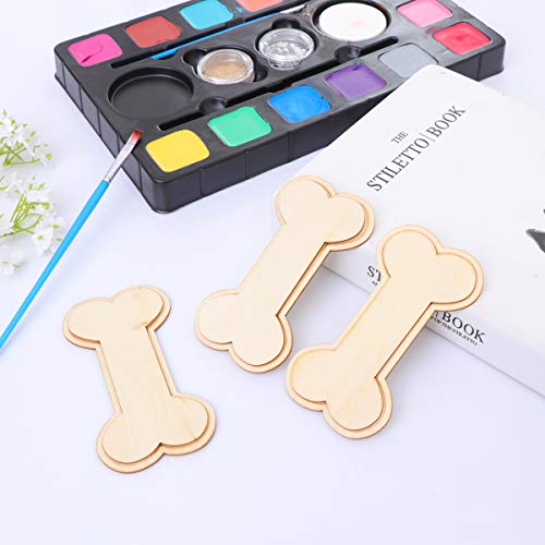 Samanter Dog Bone Wood,Unfinished Wood DIY Craft, (4.3 x 2.2 in, 24pcs) Samanter