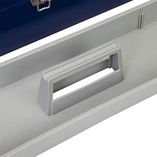 HPDMC Hip Roof Style Portable Steel Tool Box with Metal Latch Closure and Removable Storage Tray, 19" Blue 19.1" L x 6.1" W x 6.5" H HPDMC