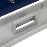 HPDMC Hip Roof Style Portable Steel Tool Box with Metal Latch Closure and Removable Storage Tray, 19" Blue 19.1" L x 6.1" W x 6.5" H HPDMC