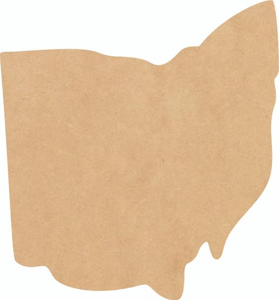 Unfinished Wooden Ohio State 18 Inch Cutout, Blank Wood MDF Craft State Shape, Paintable VBS Map DIY