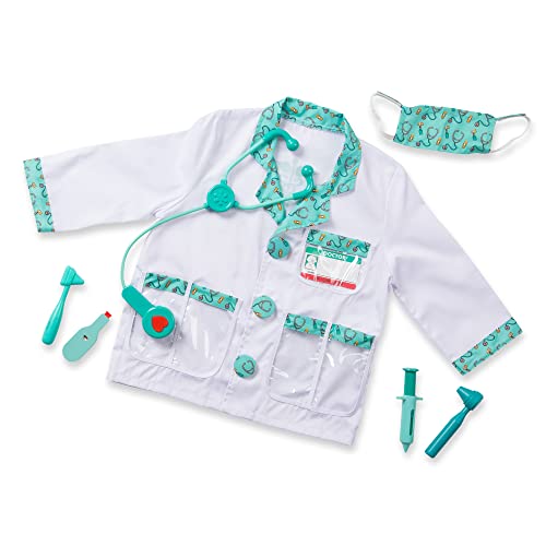 Melissa & Doug Doctor Role Play Dress-Up Set (7 pcs) - Pretend Play Costume And Kit With Stethoscope For Kids Melissa & Doug