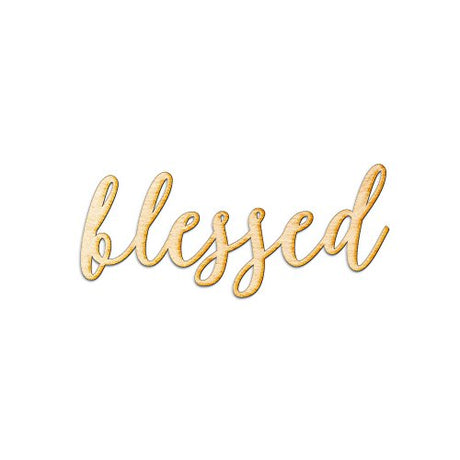 Woodums Blessed Modern Calligraphy Wood Sign Home Décor Wall Art for Gallery Wall - Unfinished 12"x5" Woodums