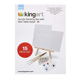 KINGART Artist Painting Set with 6 Vivid Acrylic Paint Colors, 12" Easel, 4 Canvas Panels, 3 Brushes, Painting Palette - School, Students, Beginners KINGART