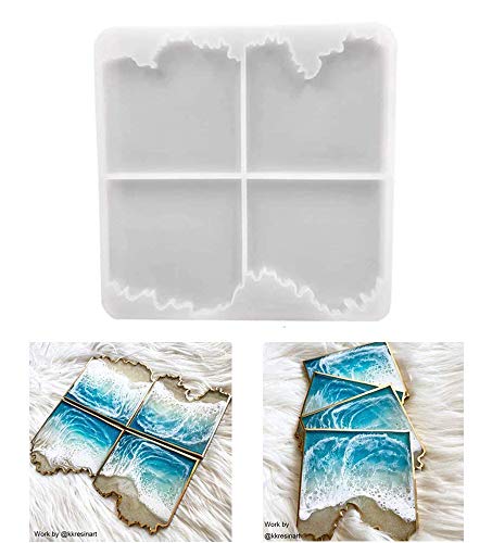 ResinWorld 4 inches Resin Coaster Molds, Silicone Coaster Molds for Epoxy Resin, Geode Mold for Making Agate Coasters, Cup Mats ResinWorld
