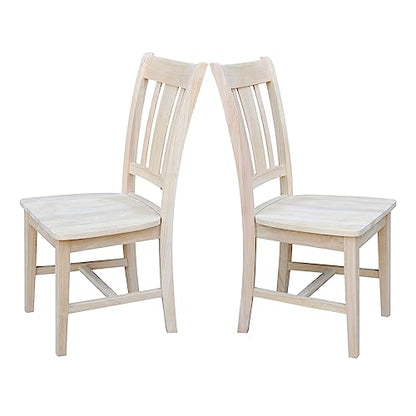 International Concepts Pair of Slat Back Chairs, Unfinished