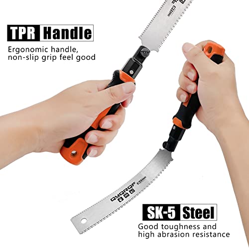 QYQRQF Japanese Hand Saw, 7 Inch Flush Cut Saw Double Edge Sided Pull Saw for Woodworking (Orange) QYQRQF