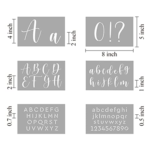 Letter Stencils for Painting on Wood - 46 Pack Large Alphabet Stencil Templates with Numbers and Signs, Reusable Letters and Numbers Stencils in 4 REOLAN