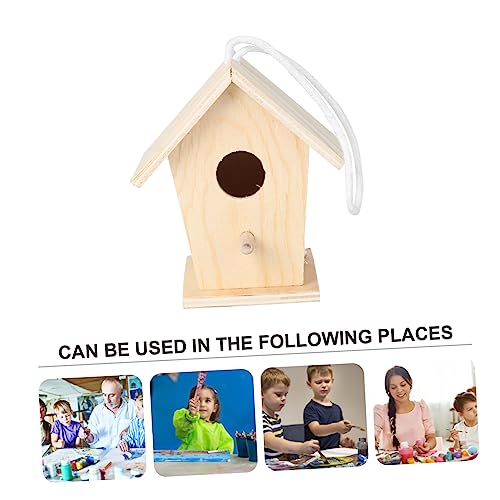 Yardwe Build Birdhouse Kit Paintable Bird House Bark Prevention Bird House Wood Craft Supplies DIY Wooden Craft Birdhouse Making Kit Out Door Toys Yardwe