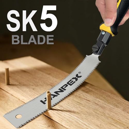 Hanpex Mini Japanese Hand Saw 7" Double Edge Pull Saw, SK5 Flush Cut Woodworking Hand Saw- Flexible Blade - 14 TPI / 17 TPI - WoodArtSupply