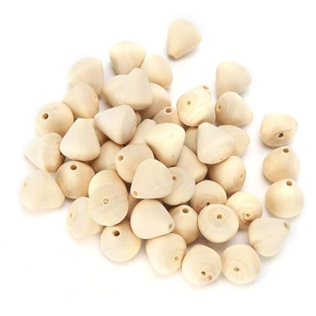 50Pcs Wooden Beads for Crafts, Natural Wood Beads Cone Shape Unfinished Wooden Loose Beads Wood Spacer Beads for Crafts DIY Jewelry Making HERCHR