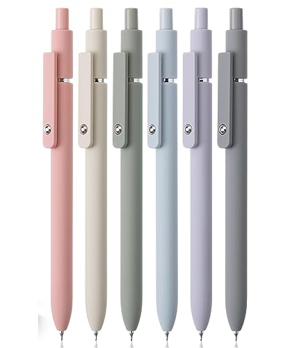 Mr. Pen- Retractable Gel Pens, 6 Pack, Morandi Barrels, Japanese Black Gel Pens, Fast Dry, Gel Pens Fine Point 0.5mm, Cute Pens, Gel Ink Pens, Black Mr. Pen