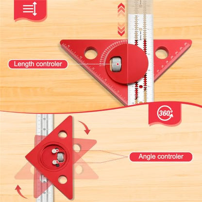 Woodworking Edge Ruler,Woodworking Scriber Ruler with Adjustable Protractor Angle Finder, 0-180 Degrees Angle Measuring Tool ， Architect Ruler for - WoodArtSupply