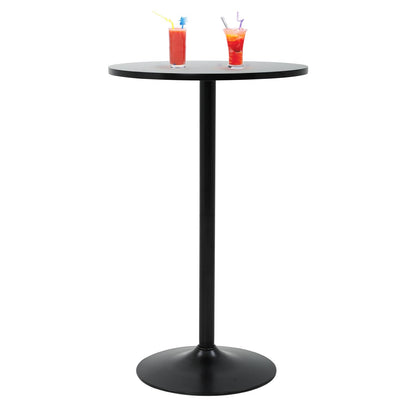 Modern 40" Black Round Bar Table with Solid Top and Sturdy Metal Base - WoodArtSupply