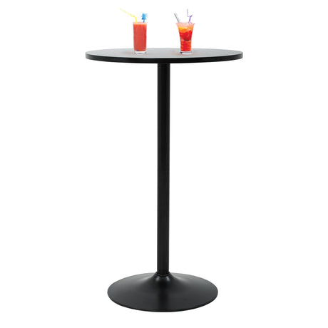 Modern 40" Black Round Bar Table with Solid Top and Sturdy Metal Base Dopinmin