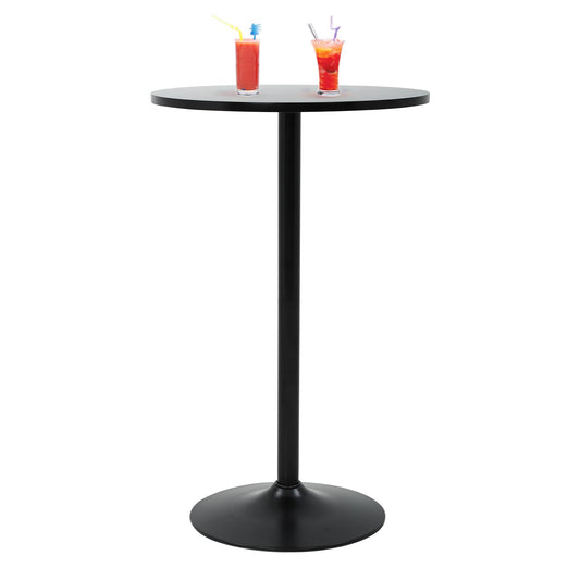 Modern 40" Black Round Bar Table with Solid Top and Sturdy Metal Base