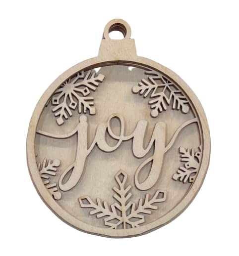 Joy Snowflakes Door Sign 3 Pieces Laser Cut Out Unfinished RND38 The Wood Shape Store