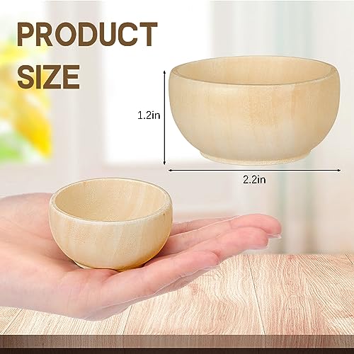 Uiifan Set of 40 Wood Small Bowls Unfinished Wood Sauce Bowl Wooden Mini Round Bowl Serving Craft Bowls Kitchen Condiment Bowls Unpainted Pinch Bowls