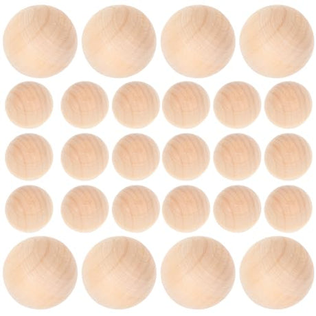 Tofficu 50 Pcs 25MM Wooden Beads for Crafts, Unfinished Wood Beads Bulk Without Holes, Small Wood Loose Beads for DIY Painting Carving Craft Tofficu