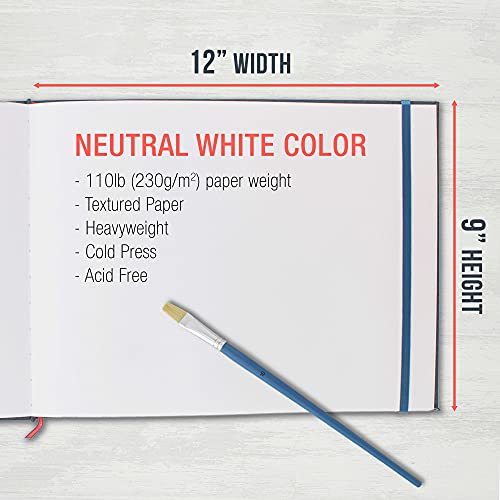 U.S. Art Supply 9" x 12" Watercolor Book, 2 Pack, 76 Sheets, 110 lb (230 GSM) - Linen-Bound Hardcover Artists Paper Pads - Acid-Free, Cold-Pressed, U.S. Art Supply